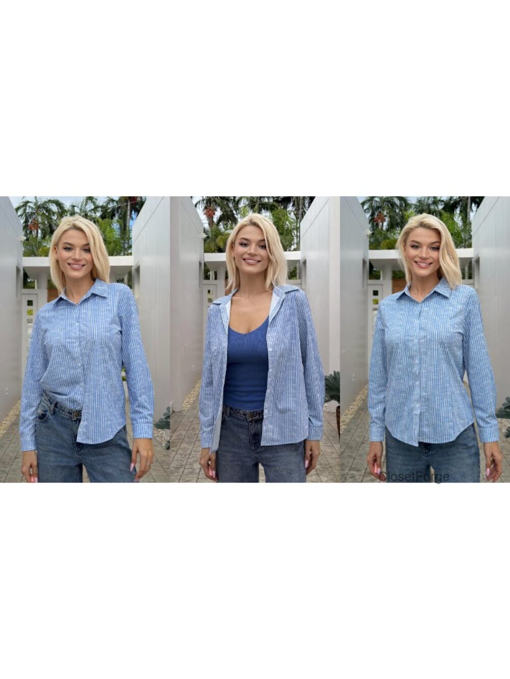 Women's Long Sleeve Button Down Shirt Dressy Casual Collared Blouse - Picture 6 of 6